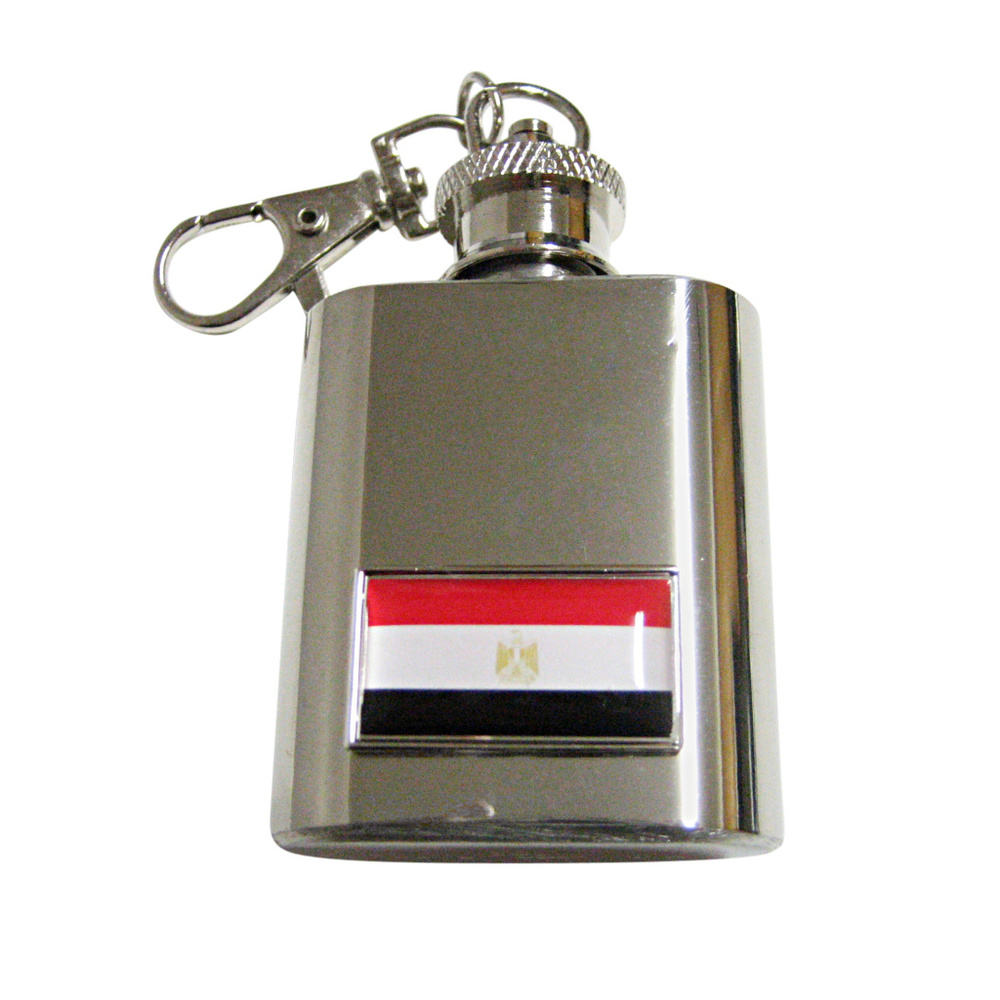 Thin Bordered Egypt Flag Pendant Keychain Flask - image 1